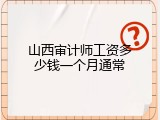 山西审计师工资多少钱一个月通常