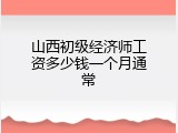 山西初级经济师工资多少钱一个月通常