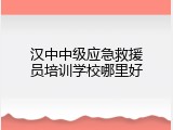 汉中中级应急救援员培训学校哪里好
