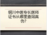 铜川中医专长医师证书从哪里查询真伪？