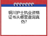 铜川护士执业资格证书从哪里查询真伪？