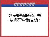 延安护师职称证书从哪里查询真伪？