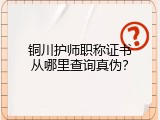 铜川护师职称证书从哪里查询真伪？