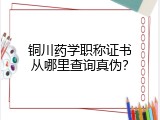 铜川药学职称证书从哪里查询真伪？