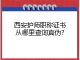 西安护师职称证书从哪里查询真伪？