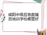 咸阳中级应急救援员培训学校哪里好