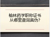 榆林药学职称证书从哪里查询真伪？