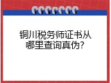 铜川税务师证书从哪里查询真伪？