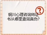 铜川心理咨询师证书从哪里查询真伪？