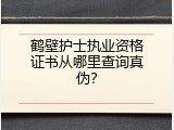 鹤壁护士执业资格证书从哪里查询真伪？