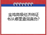 宝鸡高级经济师证书从哪里查询真伪？