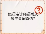 怒江审计师证书从哪里查询真伪？