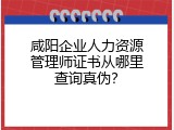 咸阳企业人力资源管理师证书从哪里查询真伪？