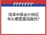 菏泽中级会计师证书从哪里查询真伪？
