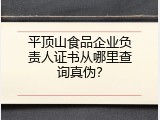 平顶山食品企业负责人证书从哪里查询真伪？