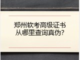 郑州软考高级证书从哪里查询真伪？