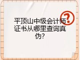平顶山中级会计师证书从哪里查询真伪？