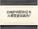 白城护师职称证书从哪里查询真伪？