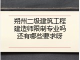 朔州二级建筑工程建造师限制专业吗还有哪些要求呀