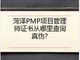 菏泽PMP项目管理师证书从哪里查询真伪？