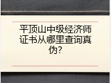 平顶山中级经济师证书从哪里查询真伪？
