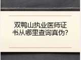 双鸭山执业医师证书从哪里查询真伪？