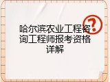 哈尔滨农业工程咨询工程师报考资格详解