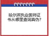 哈尔滨执业医师证书从哪里查询真伪？