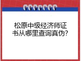 松原中级经济师证书从哪里查询真伪？