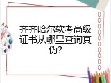 齐齐哈尔软考高级证书从哪里查询真伪？