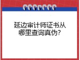 延边审计师证书从哪里查询真伪？