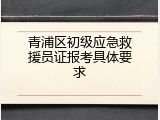 青浦区初级应急救援员证报考具体要求