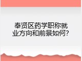 奉贤区药学职称就业方向和前景如何？