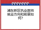浦东新区执业医师就业方向和前景如何？