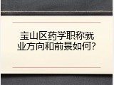 宝山区药学职称就业方向和前景如何？