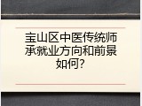 宝山区中医传统师承就业方向和前景如何？