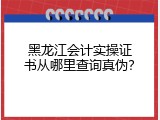黑龙江会计实操证书从哪里查询真伪？