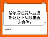 哈尔滨证券从业资格证证书从哪里查询真伪？