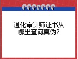 通化审计师证书从哪里查询真伪？