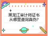 黑龙江审计师证书从哪里查询真伪？