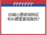 白城心理咨询师证书从哪里查询真伪？