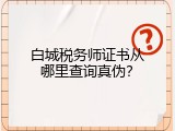 白城税务师证书从哪里查询真伪？