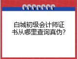 白城初级会计师证书从哪里查询真伪？