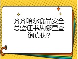 齐齐哈尔食品安全总监证书从哪里查询真伪？