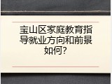 宝山区家庭教育指导就业方向和前景如何？