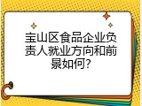 宝山区食品企业负责人就业方向和前景如何？