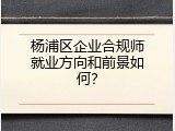 杨浦区企业合规师就业方向和前景如何？