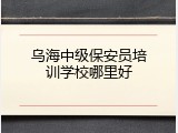 乌海中级保安员培训学校哪里好