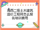 海西二级土木建筑造价工程师怎么报名培训费用