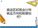 嘉定区初级会计师就业方向和前景如何？